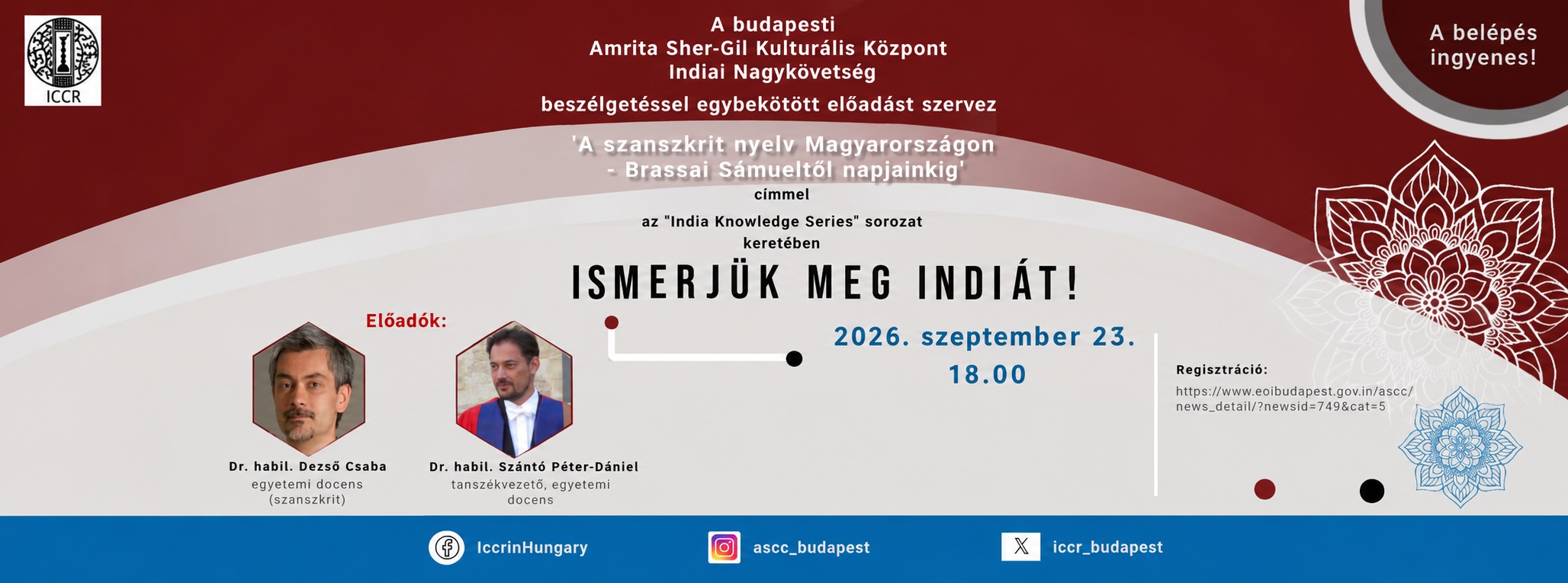 Ismerjük meg Indiát! A szanszkrit nyelv Magyarországon - Brassai Sámueltől napjainkig / beszélgetés és előadás szeptember 23-án este 6 órakor